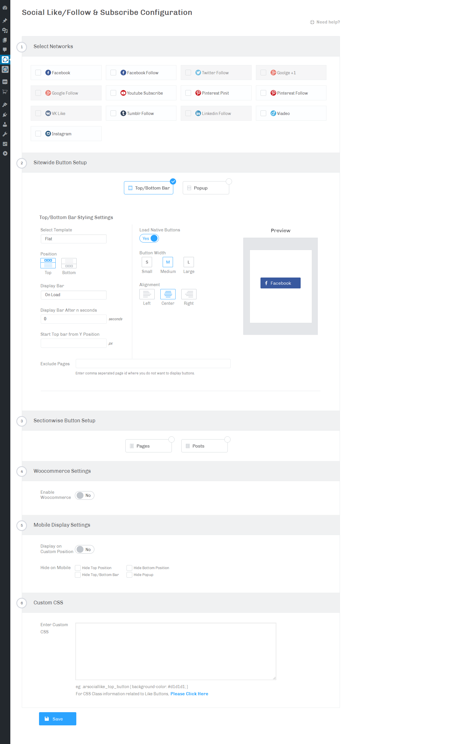 ARSocial - Social Like Buttons Configuration