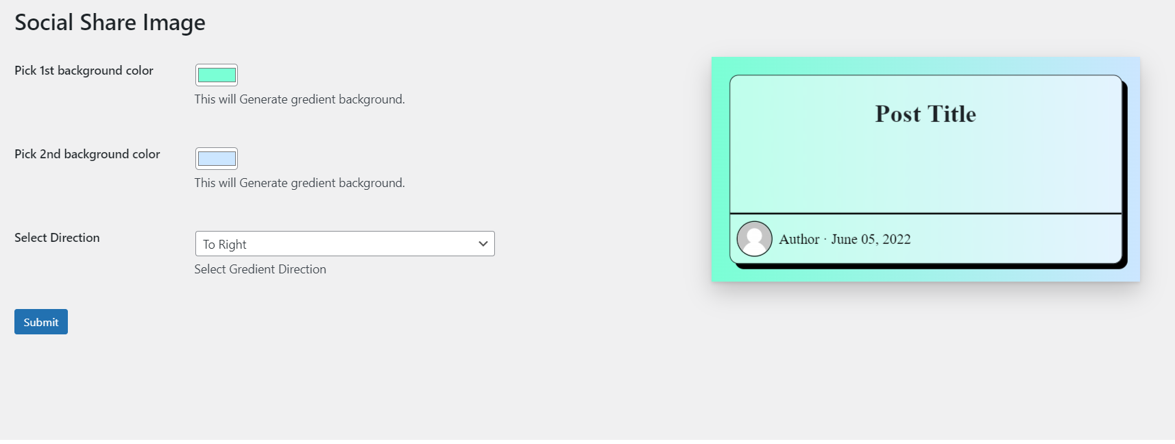 Settings page