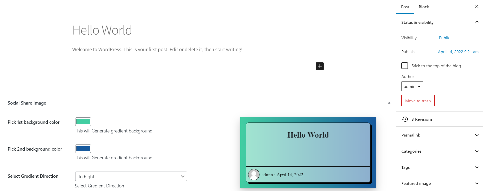 Post Settings Page