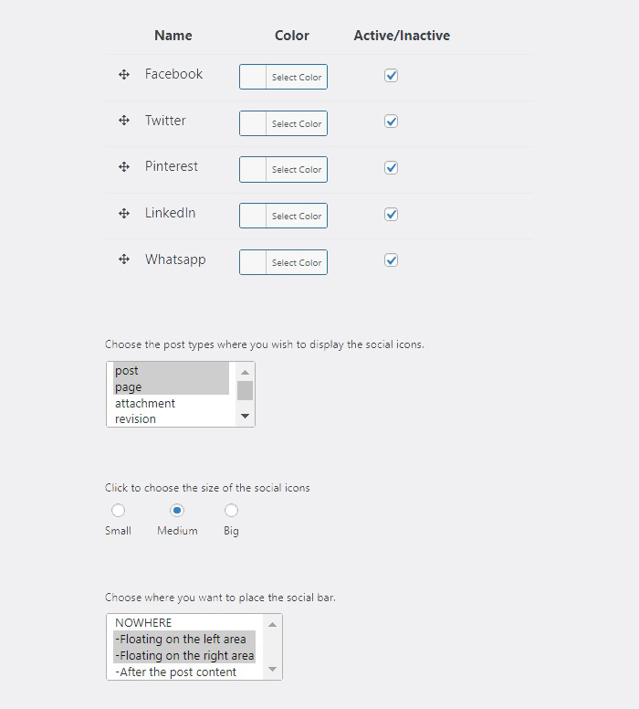 In this screenshot, you can see the customizable options that the plugin has.
