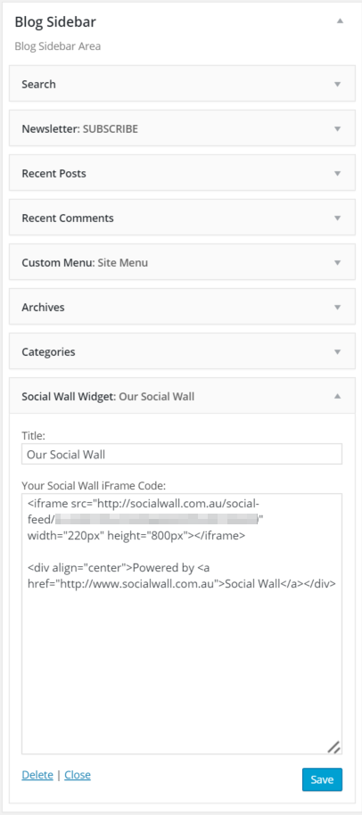 Social Wall Widget Settings