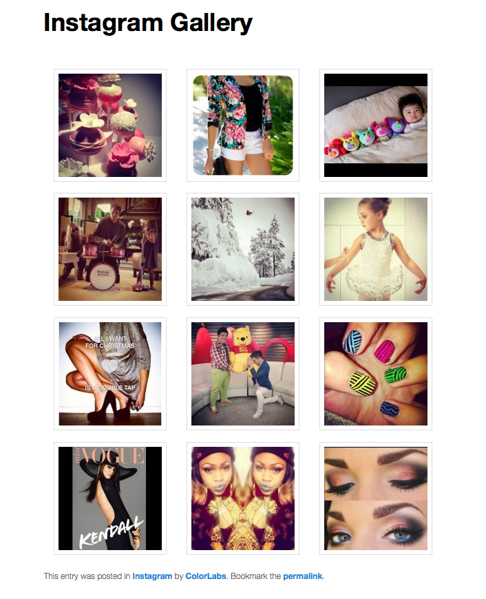 The example of instagram gallery.