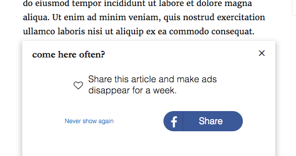 A user is presented with the option to share the article