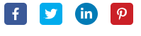 The default appearance of the social media sharing buttons using Font Awesome. When active, focused, or hovering over a button, the icon animates to be rounded. E.g. the LinkedIn icon.