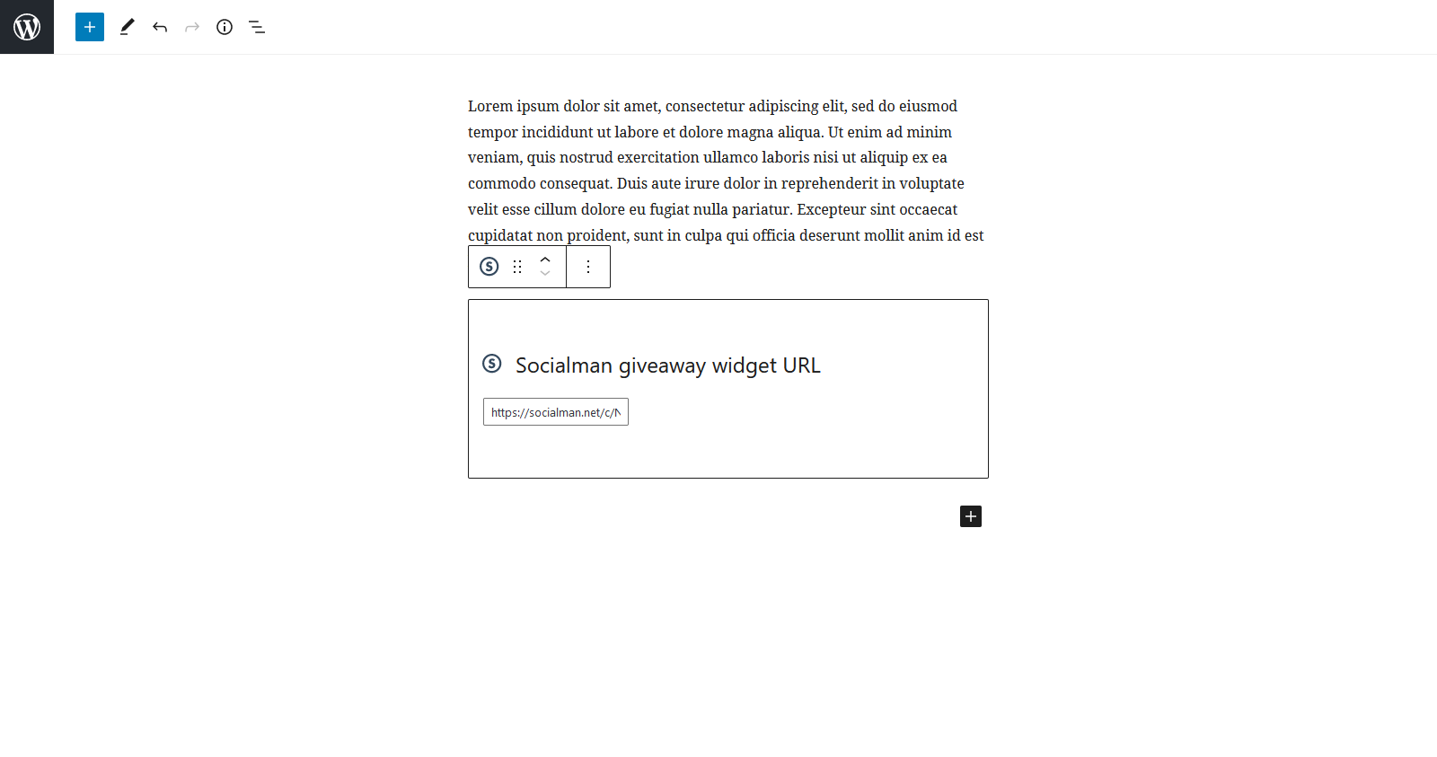 Socialman Guttenberg Block Admin View