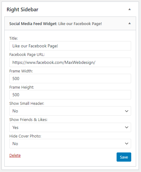 Admin Dashboard widget settings