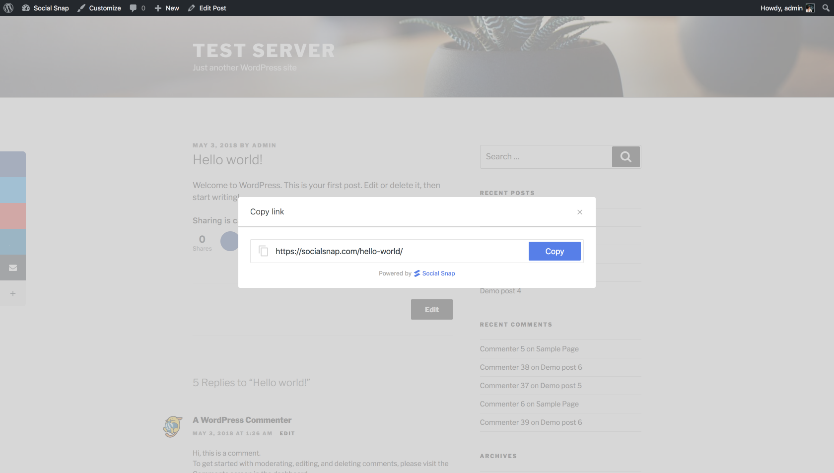 Social Share - Manage Networks