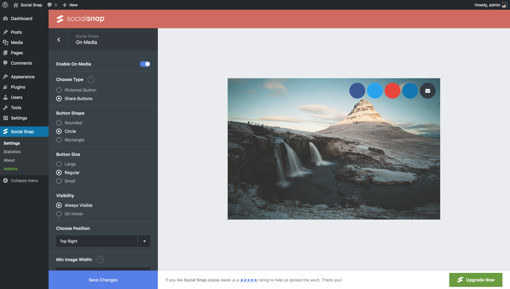 Social Snap Share Via Modal