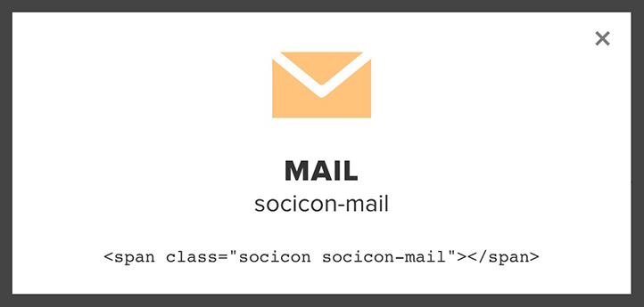 Socicon also includes useful icons such as Mail so you can use Socicon for sharing links.