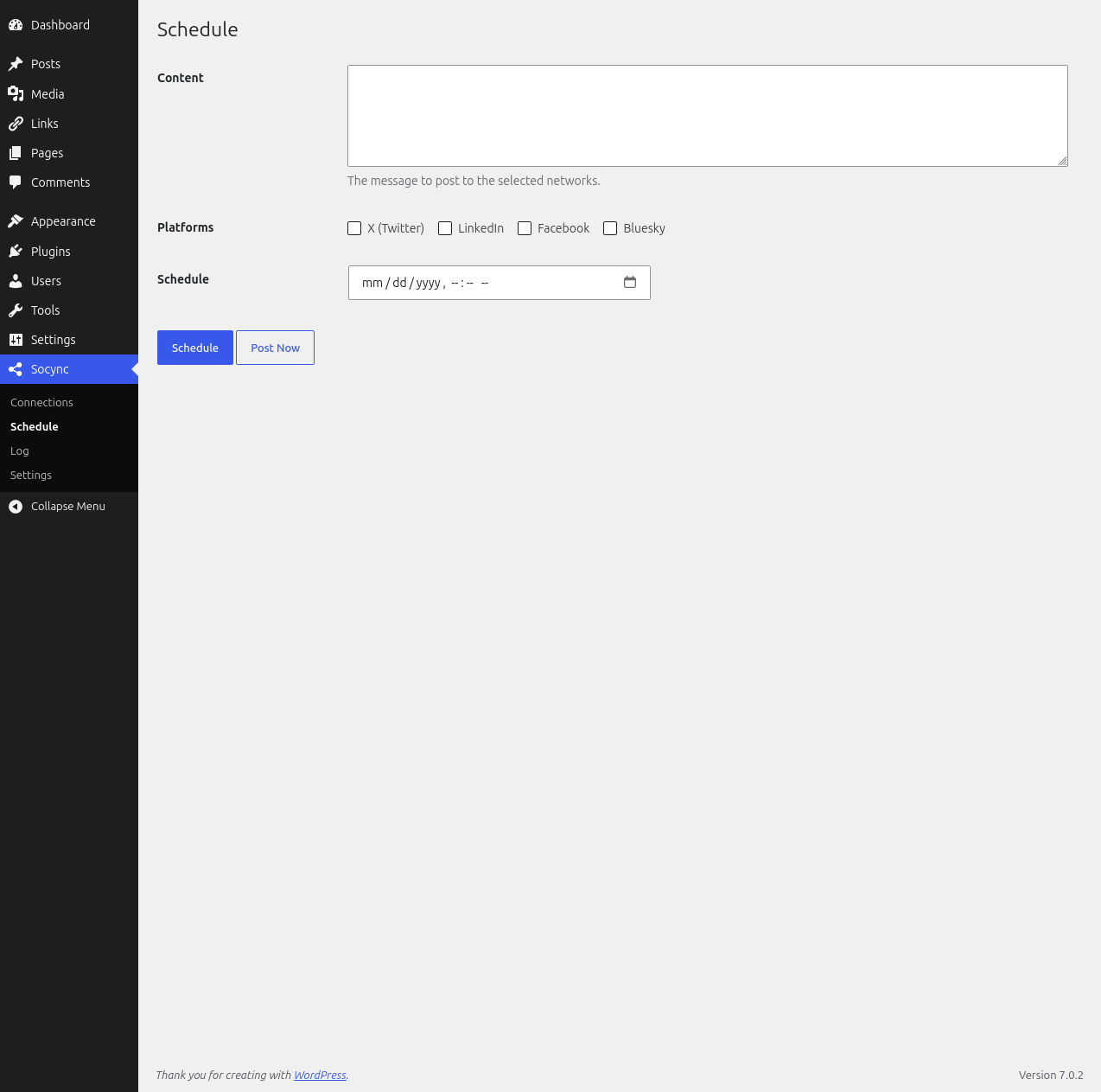 Scheduled posts management interface with status indicators