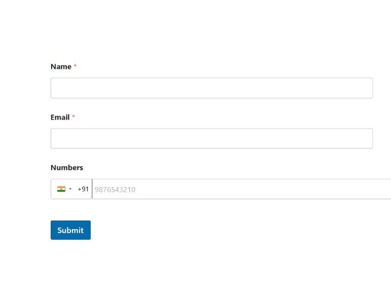 Phone input field with country flag dropdown for Wp Forms