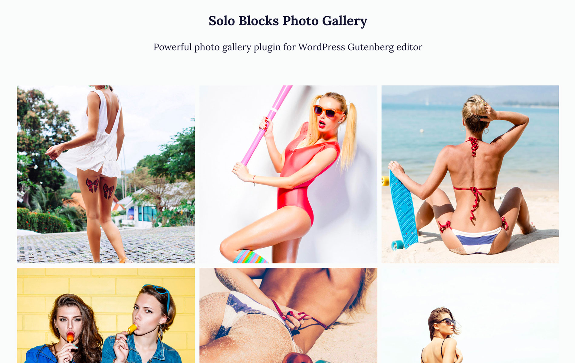 Grid photo gallery preview on frontend