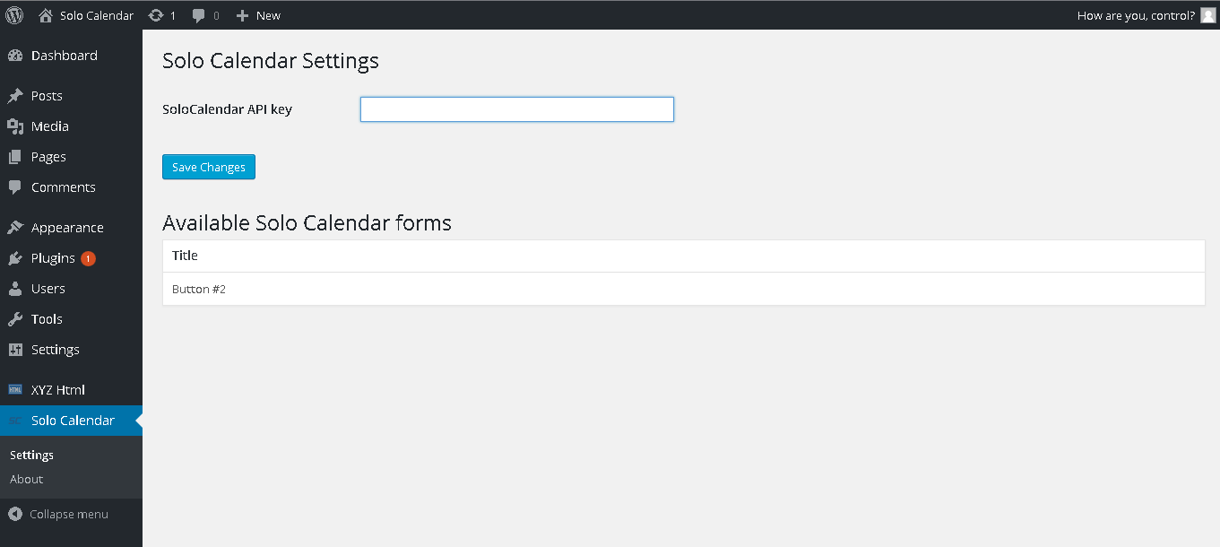 Plugin's settings page