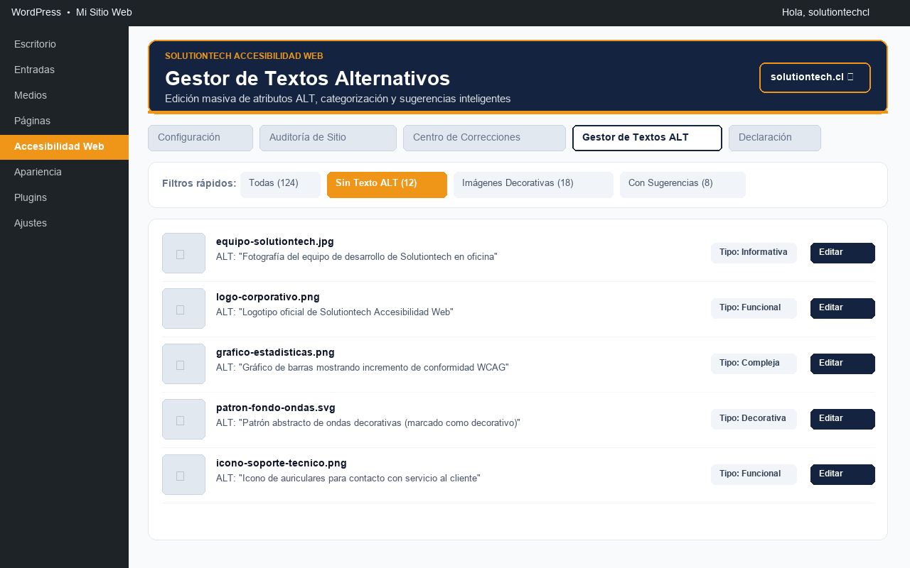 Gestor Inteligente de Textos Alternativos (ALT) para medios con filtros y edición masiva.