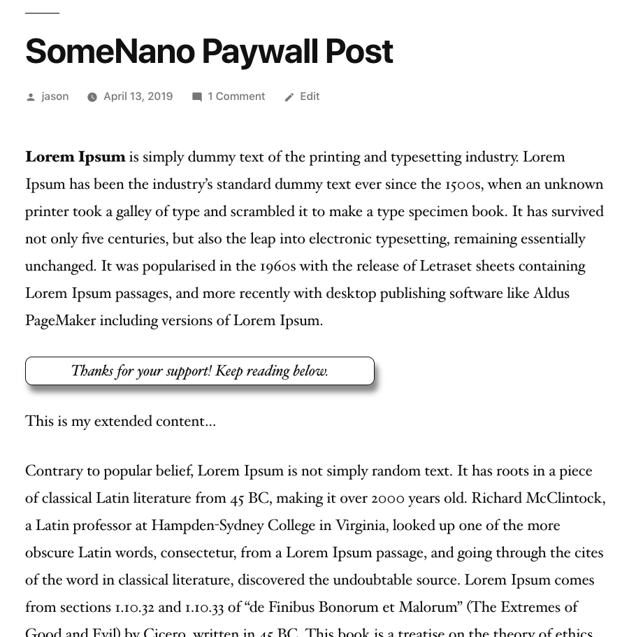 Once paid, the paywall goes away.  You can show a message thanking the user in place of the paywall, or just leave it blank.