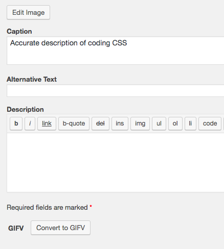 "Convert to GIFV" on a media admin screen