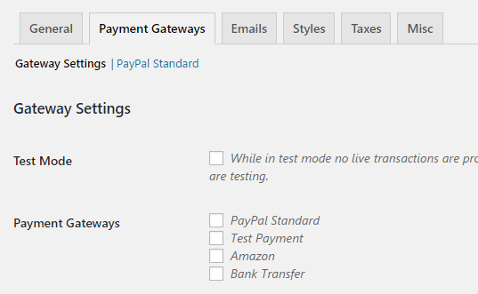 Payment Gateway Setting
