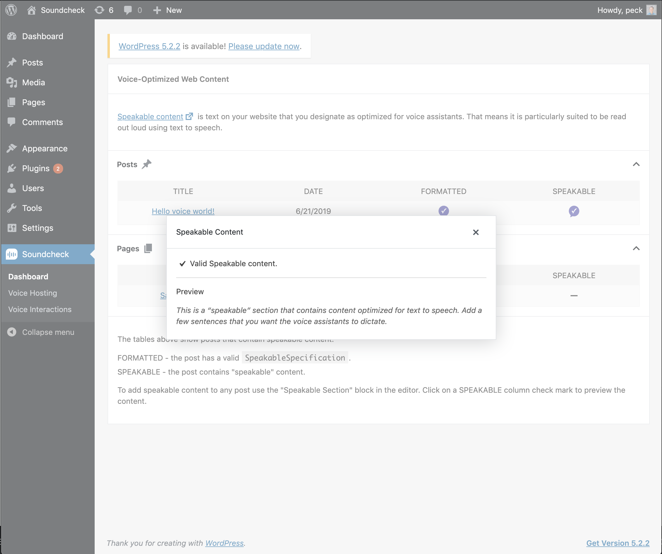 Preview the speakable content or view any validation errors.