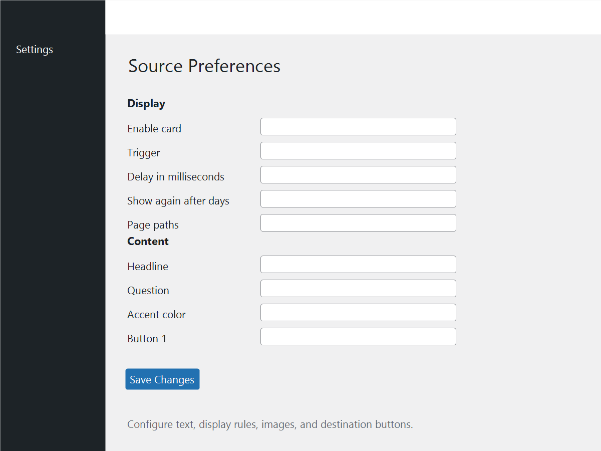 Source Preferences settings screen.