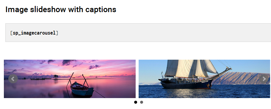 Image slideshow with carousel