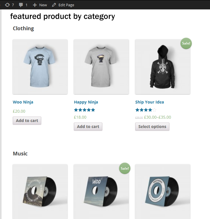 Featured product by category view