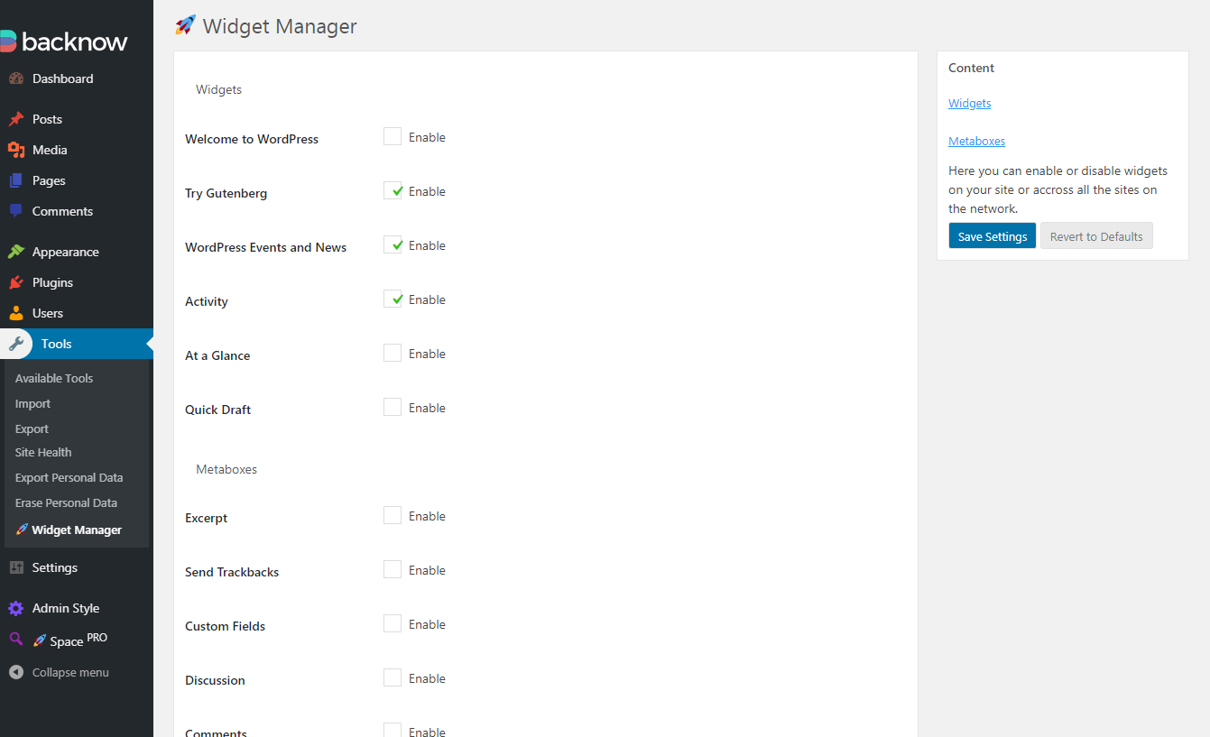 Widget Manager