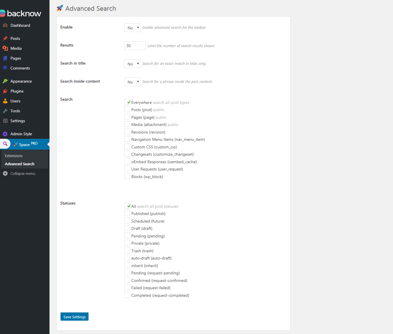 Search Settings