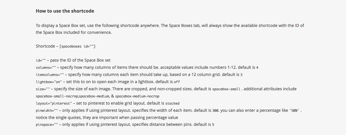 Shortcode attributes