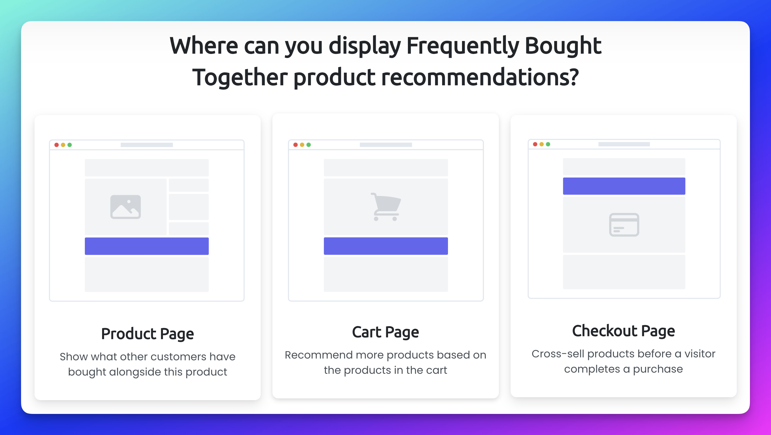 Select the locations where you want to display your product recommendations.
