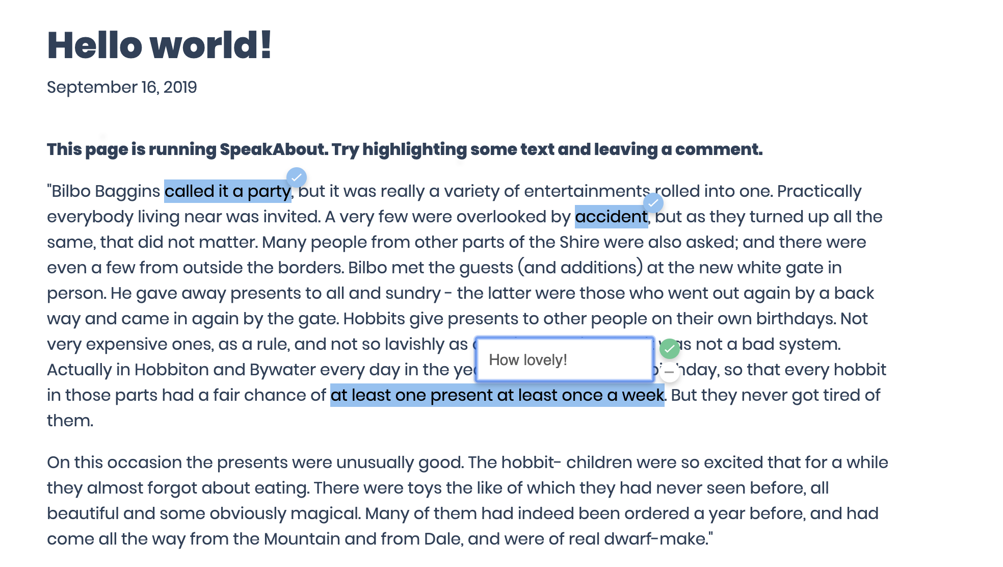 The author can customize highlight color and permissions