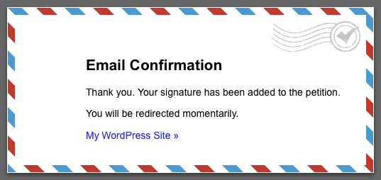 Email confirmation screen
