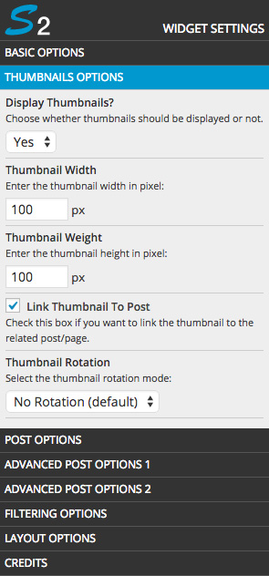 The Thumbnail Options Panel