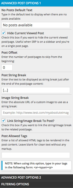 The Advanced Post Options Panel