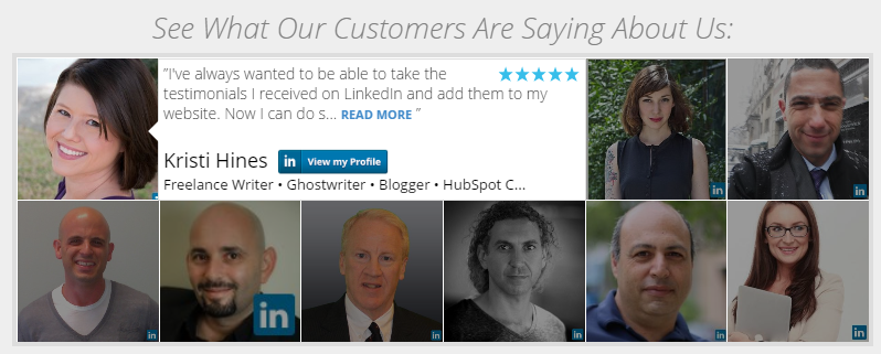 Live example of the Spectoos Testimonials Widget (Faceboard)