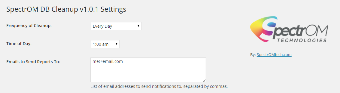 Configuration page, Automation section: select how often and when to perform Cleanup.