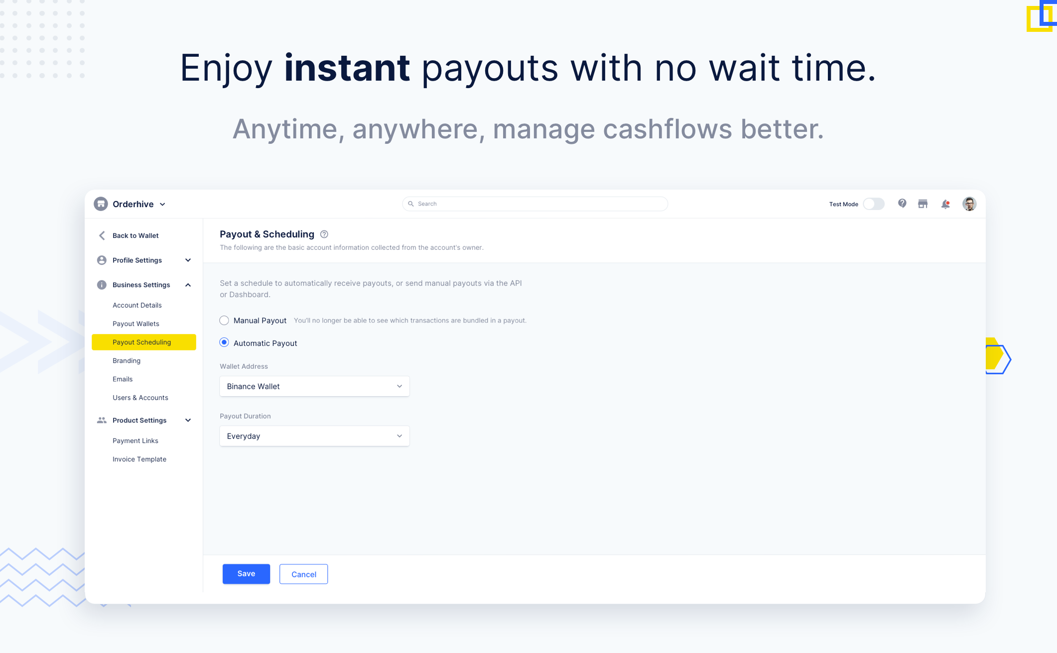 Activate or deactivate Speed payments