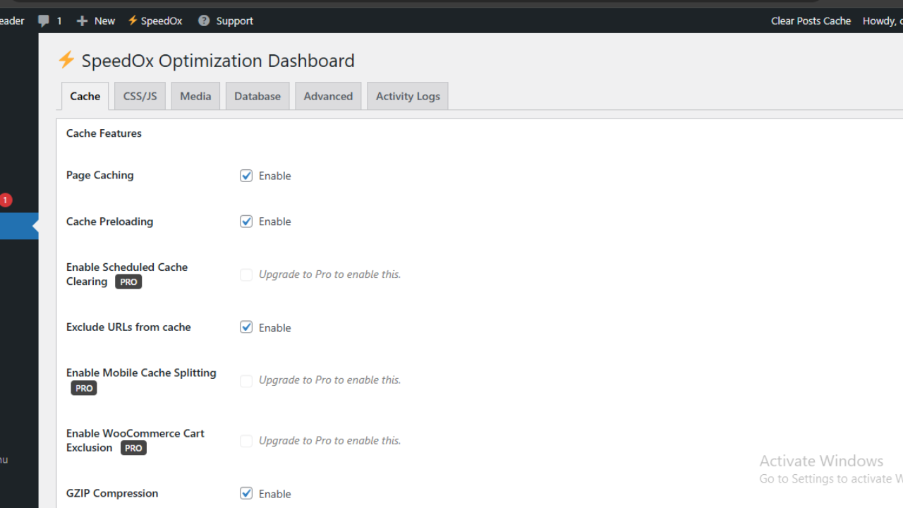 Main SpeedOx Dashboard Overview