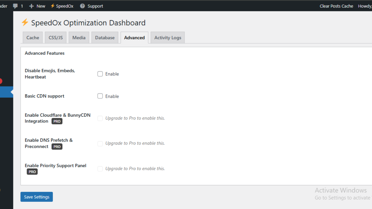 Advanced Optimization Tab