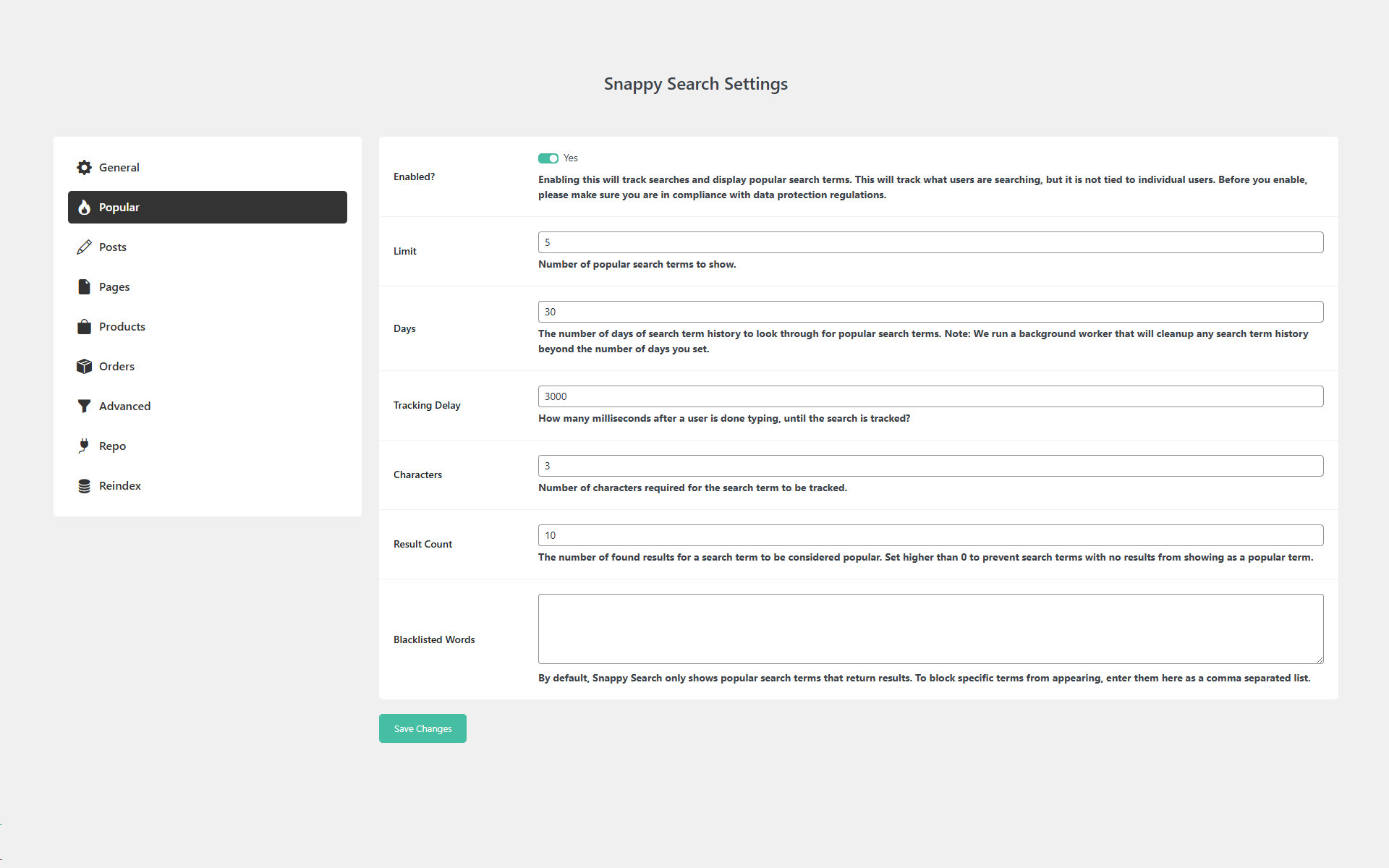 Popular Settings