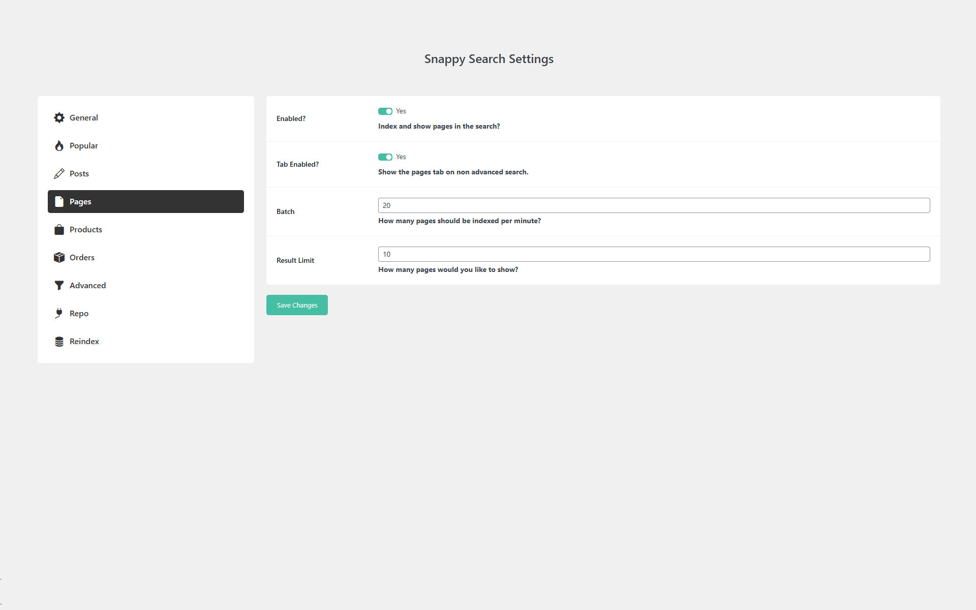 Pages Settings