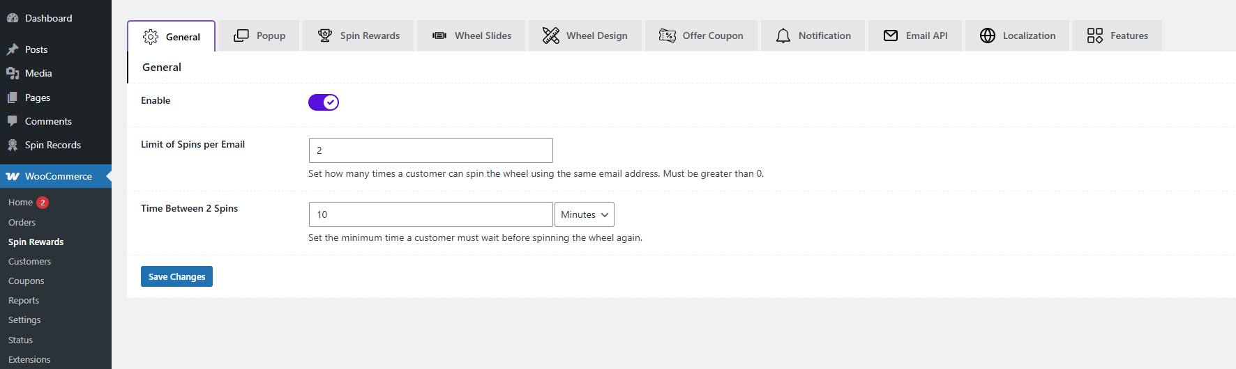 Wheel slides setting