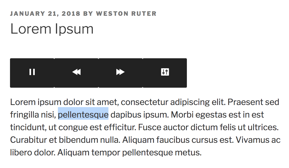 Words are highlighted (selected) as they are spoken.