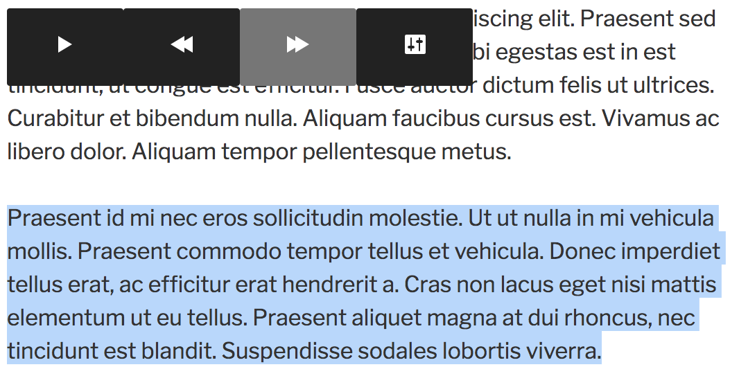 Skip ahead to the desired paragraph with controls or via selecting with cursor.