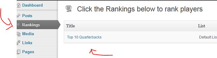 STEP 5A: Creating Rankings - this is where each person (author or higher) can actaully go create the rankings users will see in the post or page you have placed the ranker shortcode in.