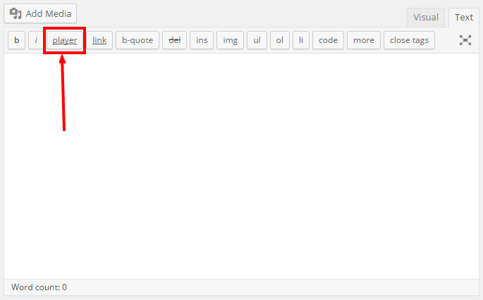 "Insert/Edit Player Link" button in text editor toolbar