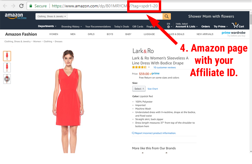 Amazon Page with Affiliate Tag