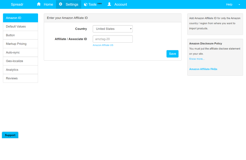 Settings Page