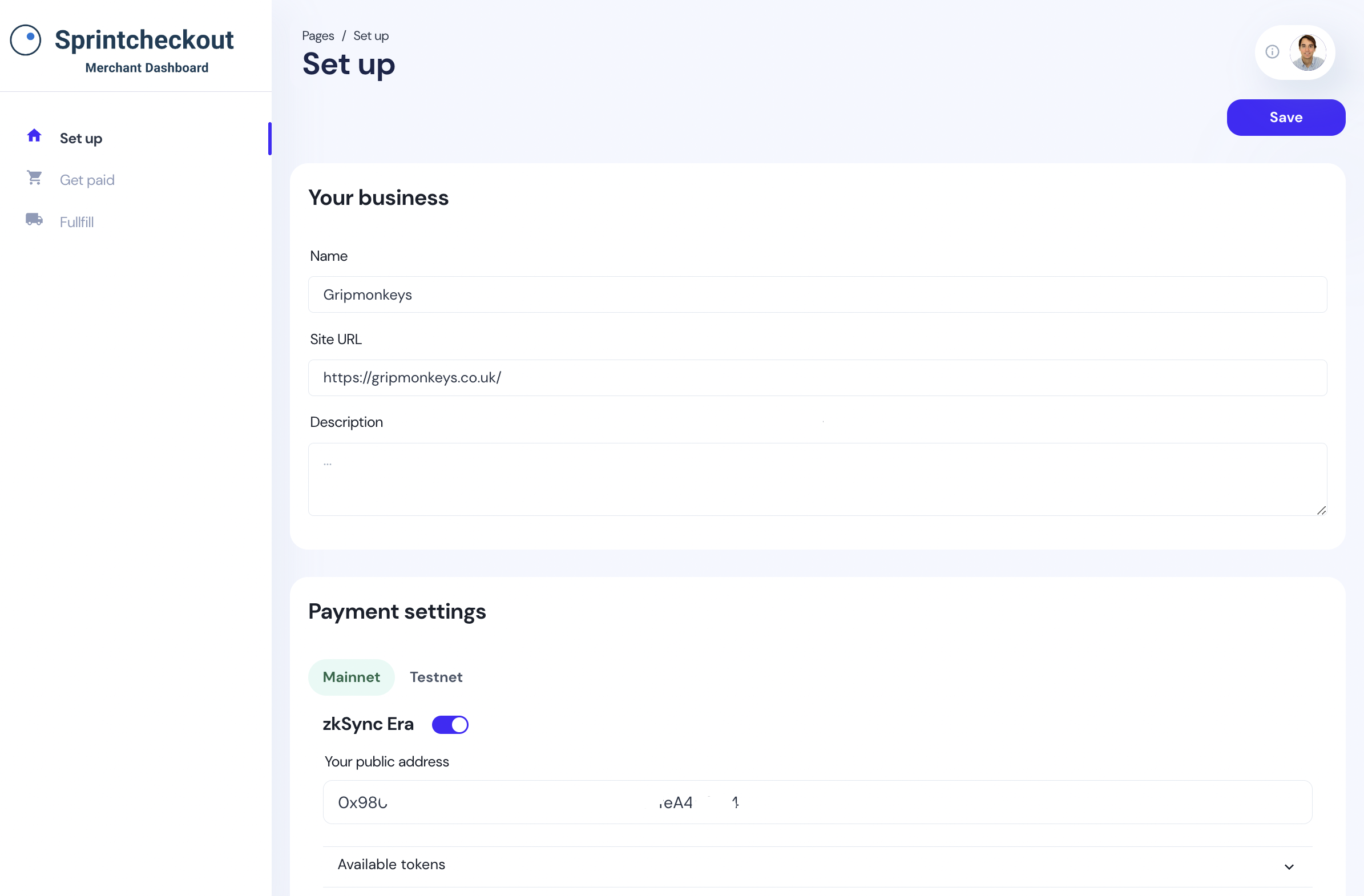 ZkSync checkout page