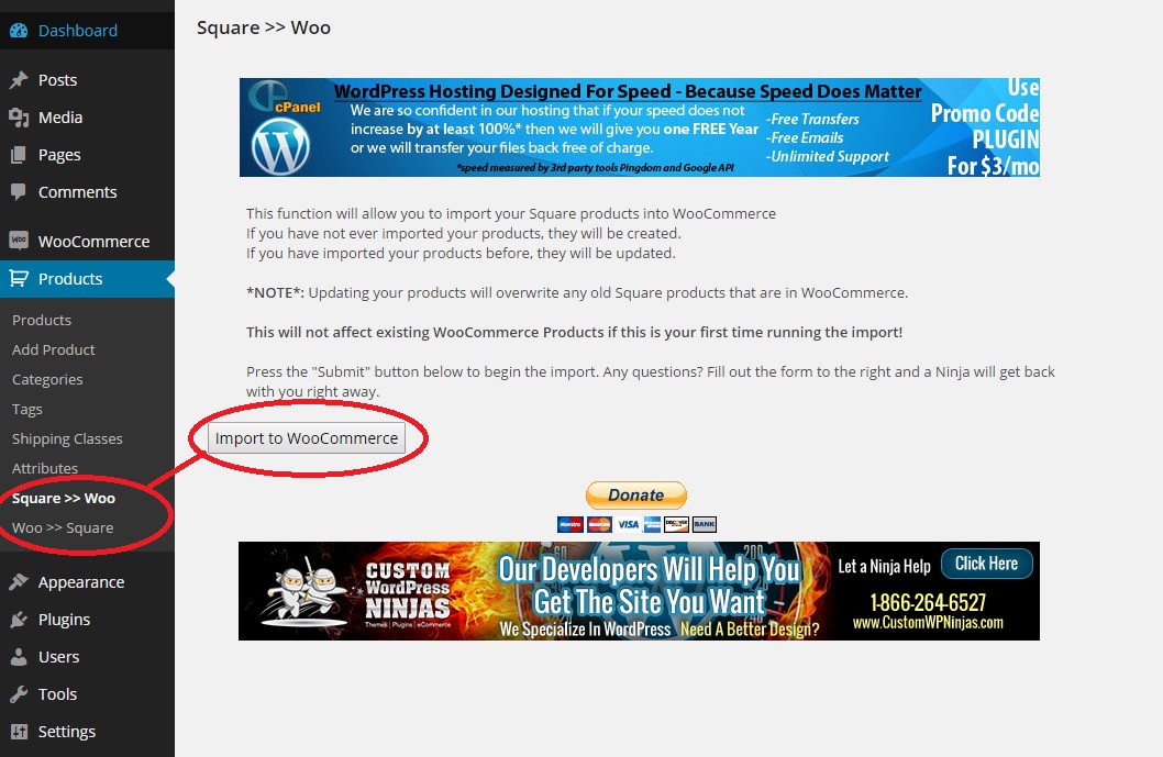 Importing your products