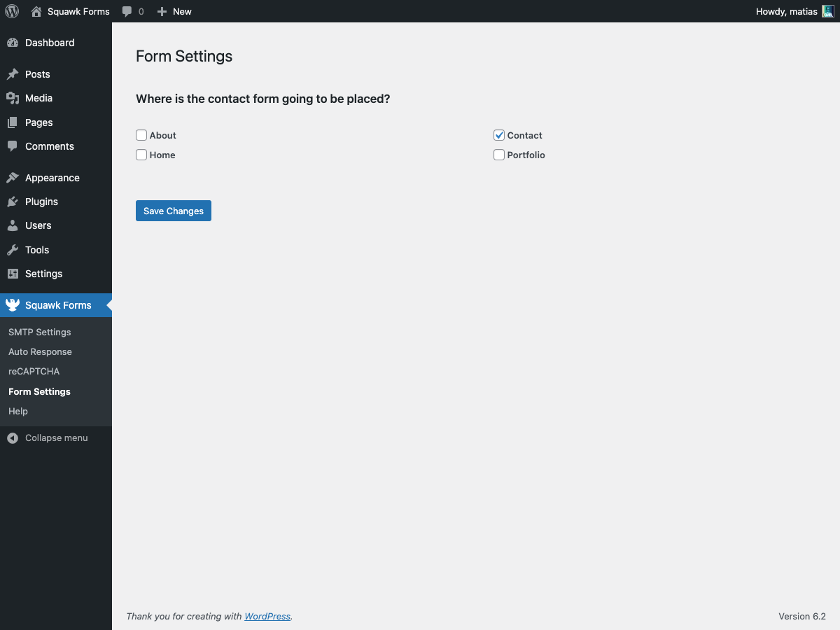 Page settings.